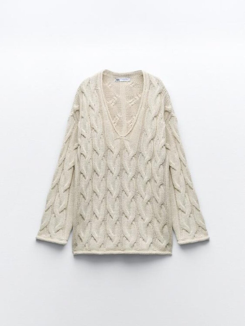 Zara White Cable Knit Sweater